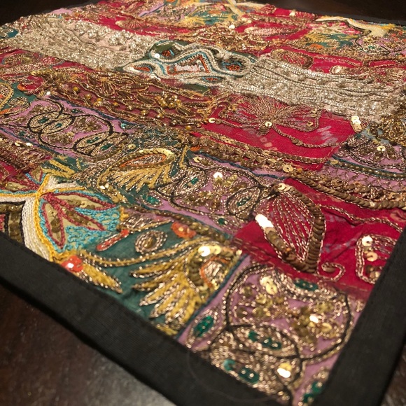 Vintage Hand Embroidered Zari Cushion Cover ♥️ - Picture 2 of 10